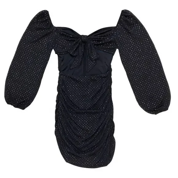 B Hardin fitted ruched silhouette Mini Cocktail Dress W/ Irredentist Polka Dots - Picture 3 of 9